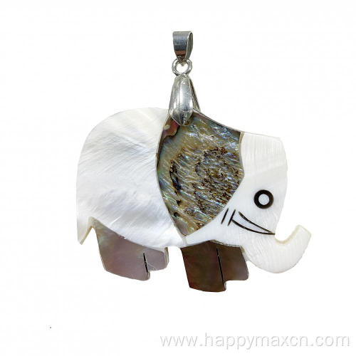 Craft elephant abalone shell charms pendants